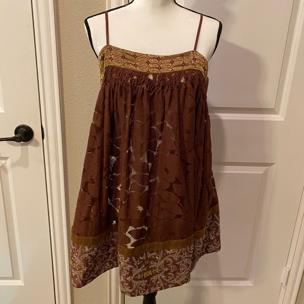 Lace & Embroidered Top w/ Adjustable Straps